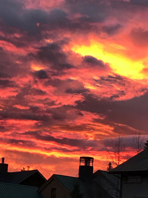 red sunrise in canmore