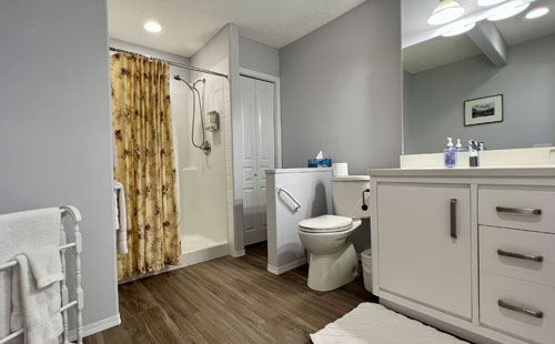 bathroom with wheelcahir accessible shower